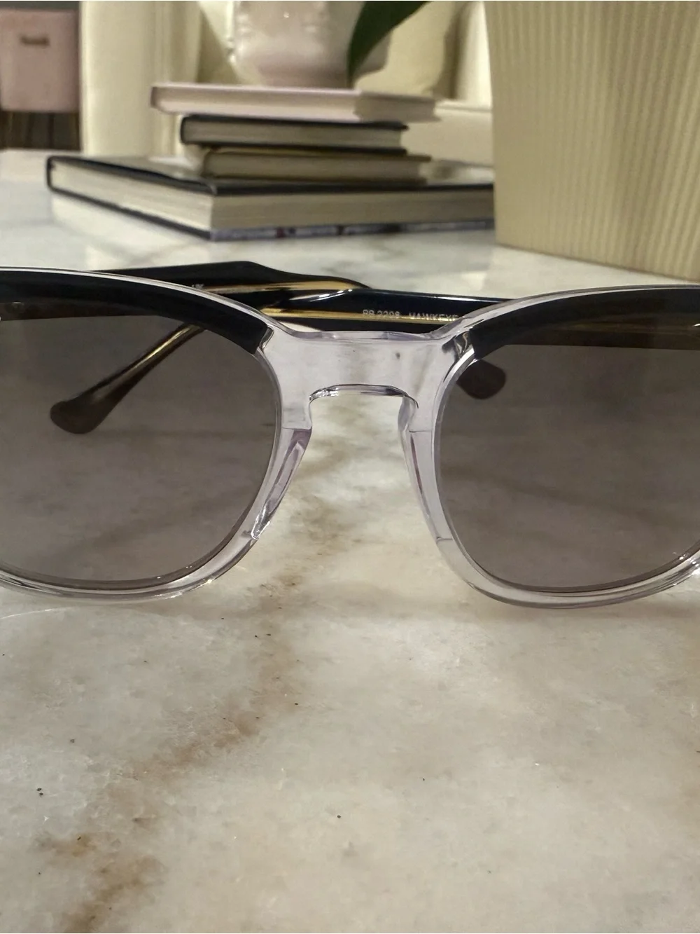Ray-Ban Hawkeye Black & Clear Polarized Sunglasses with Gradient Gray Lenses